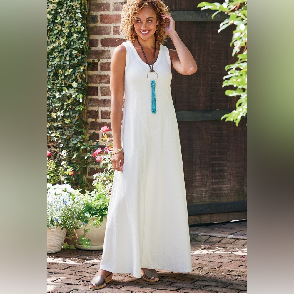 Soft Surroundings White Sleeveless Maxi Sundress